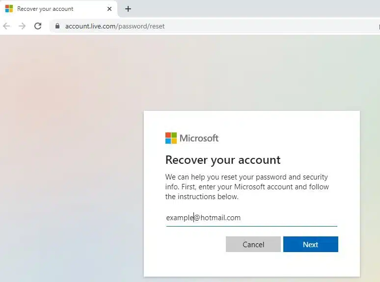 Recover Microsoft account