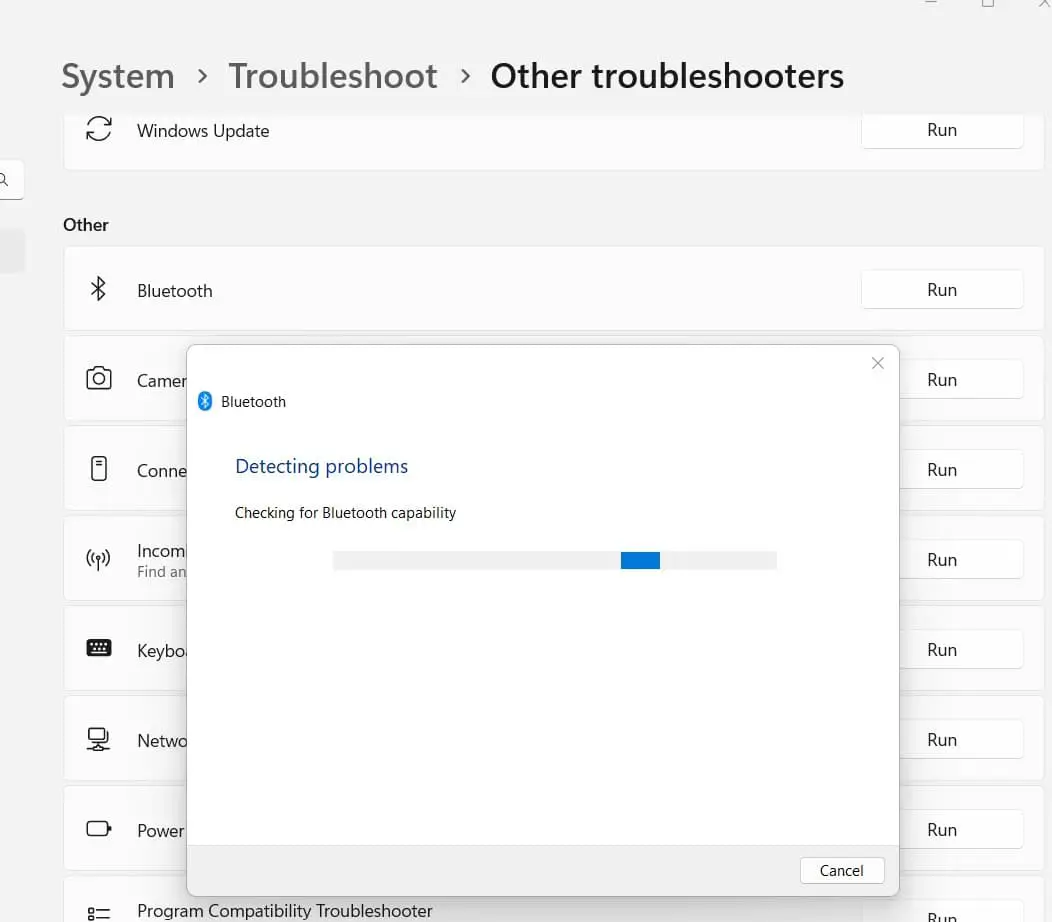 Bluetooth troubleshooter