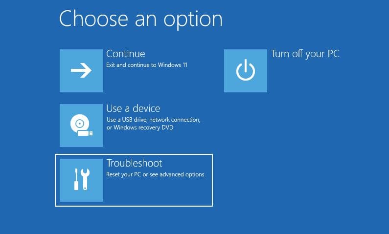 advanced Troubleshoot option