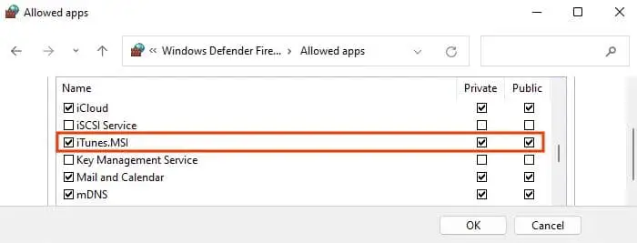 Allow iTunes in Windows Firewall