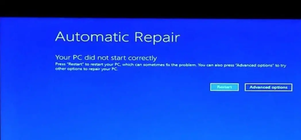 PC did not start correctly