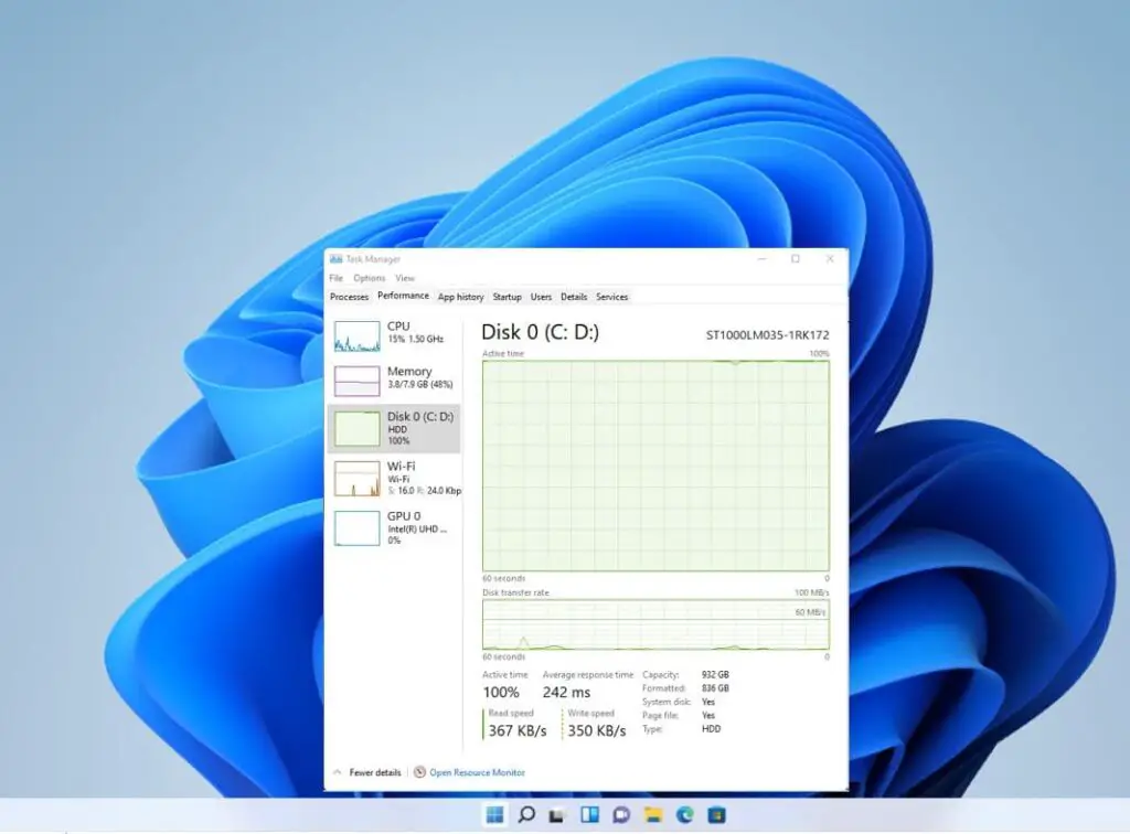 Windows 11 100 disk usage