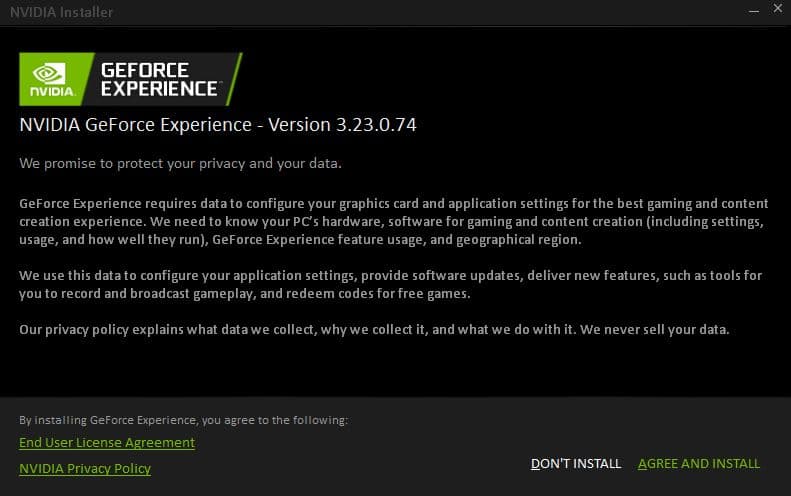 Geforce experience installer