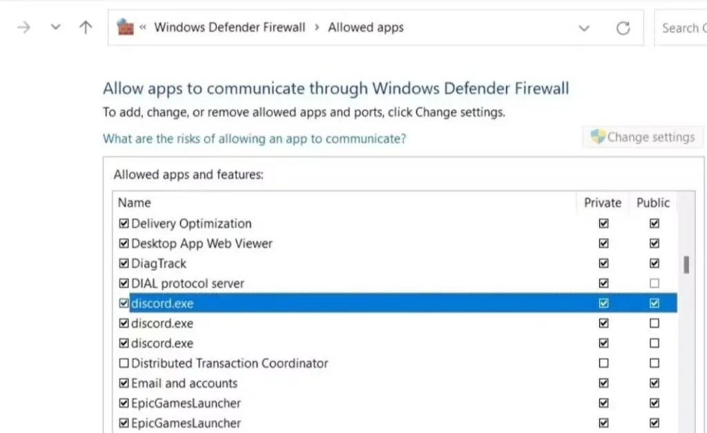Whitelist Discord app on windows firewall