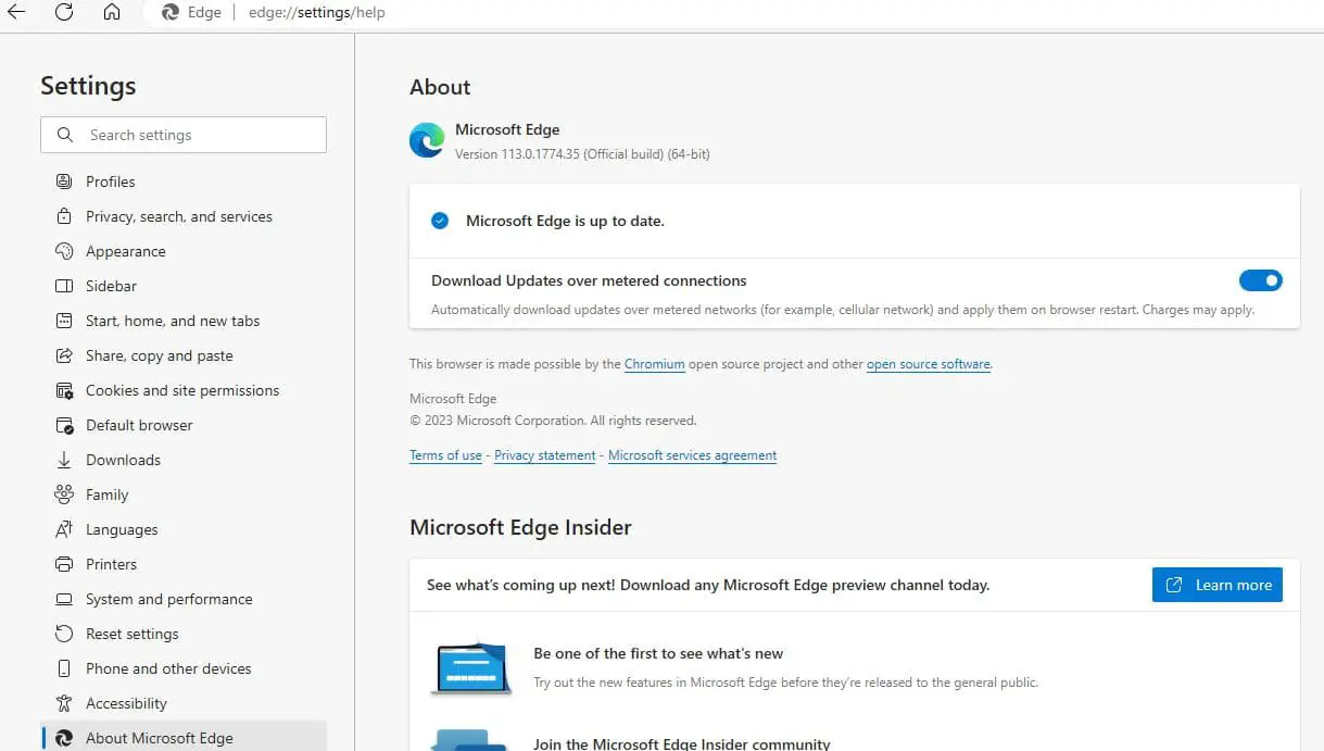 Microsoft Edge 113 download