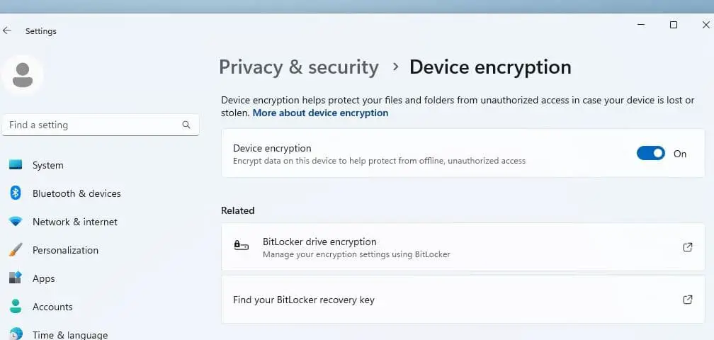 Enable Device encryption