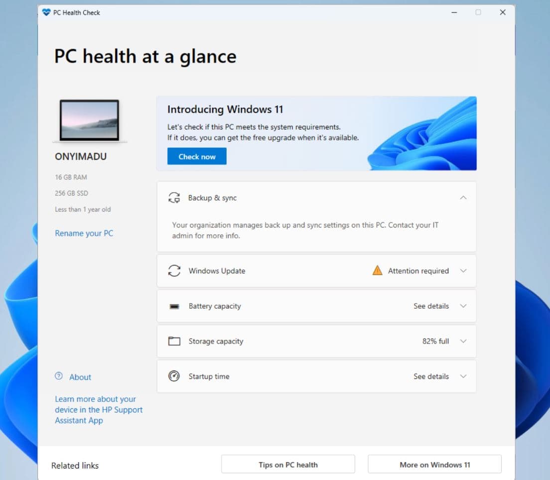 PC health check app