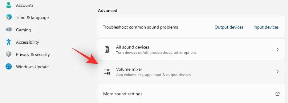 Select Volume mixer option