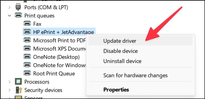 Update printer driver