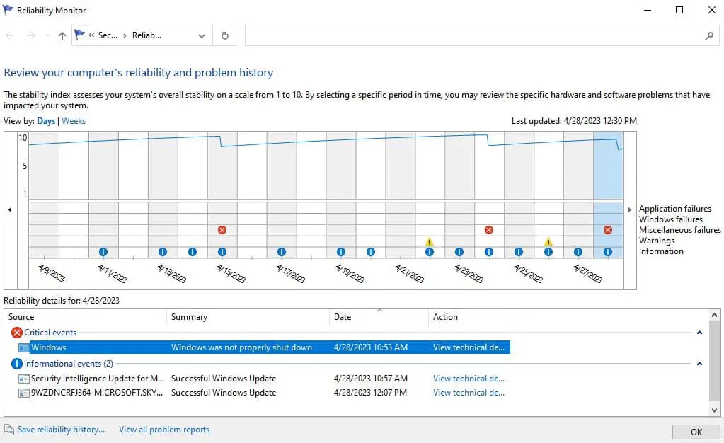 reliability monitor windows 11