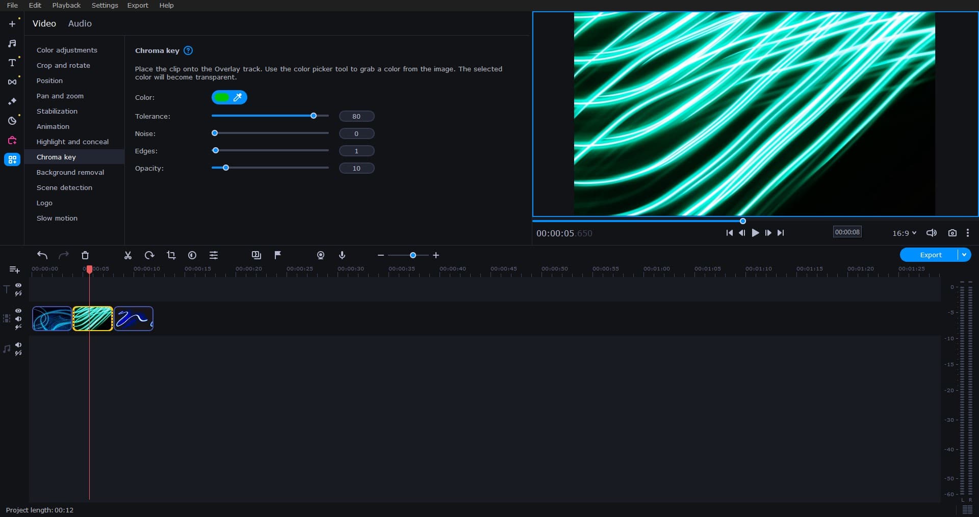 Movavi Video Editor interface