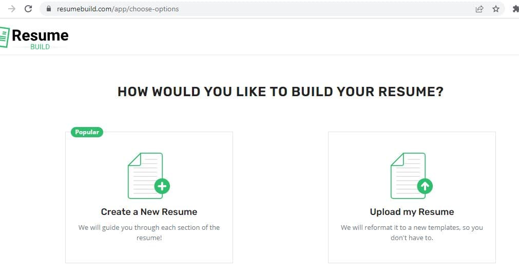 Create new resume option