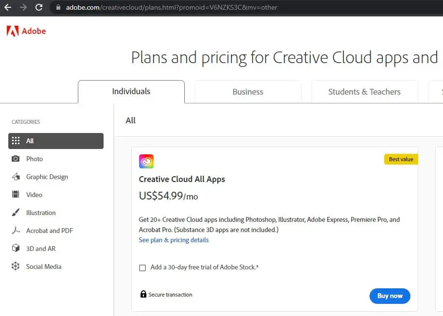 Creative cloud plan USA