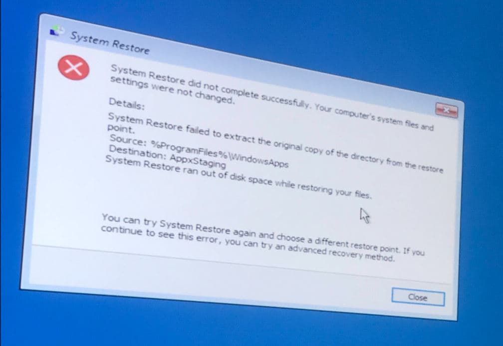System Restore Not Working