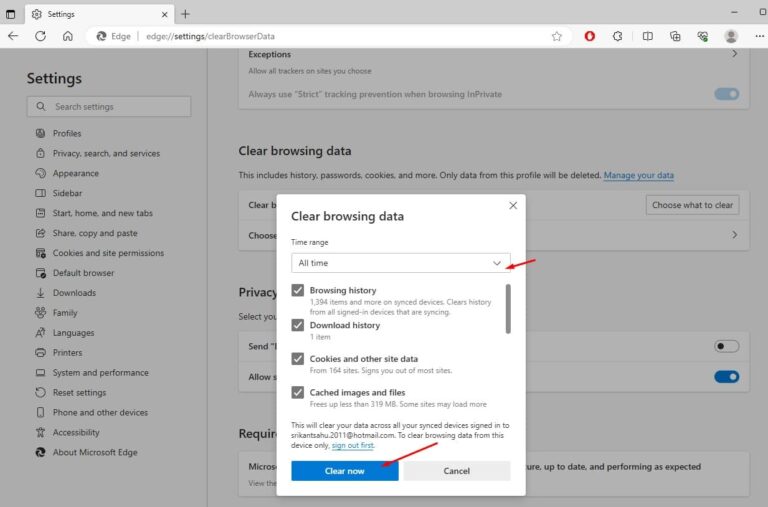 How to clear cache in Microsoft Edge Windows 11/10