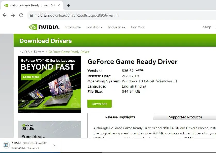 NVIDIA Driver download