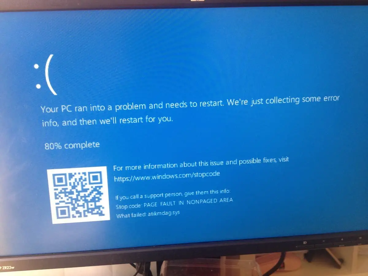 Page Fault in Nonpaged Area windows 11