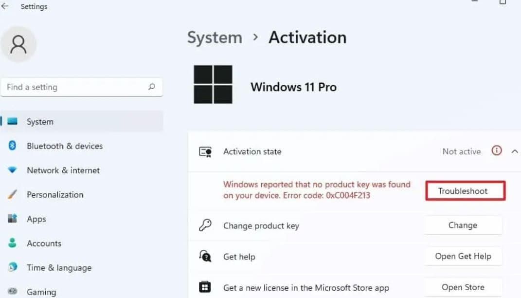 Windows 11 activation troubleshoot
