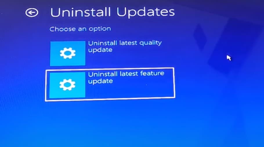 uninstall latest feature update