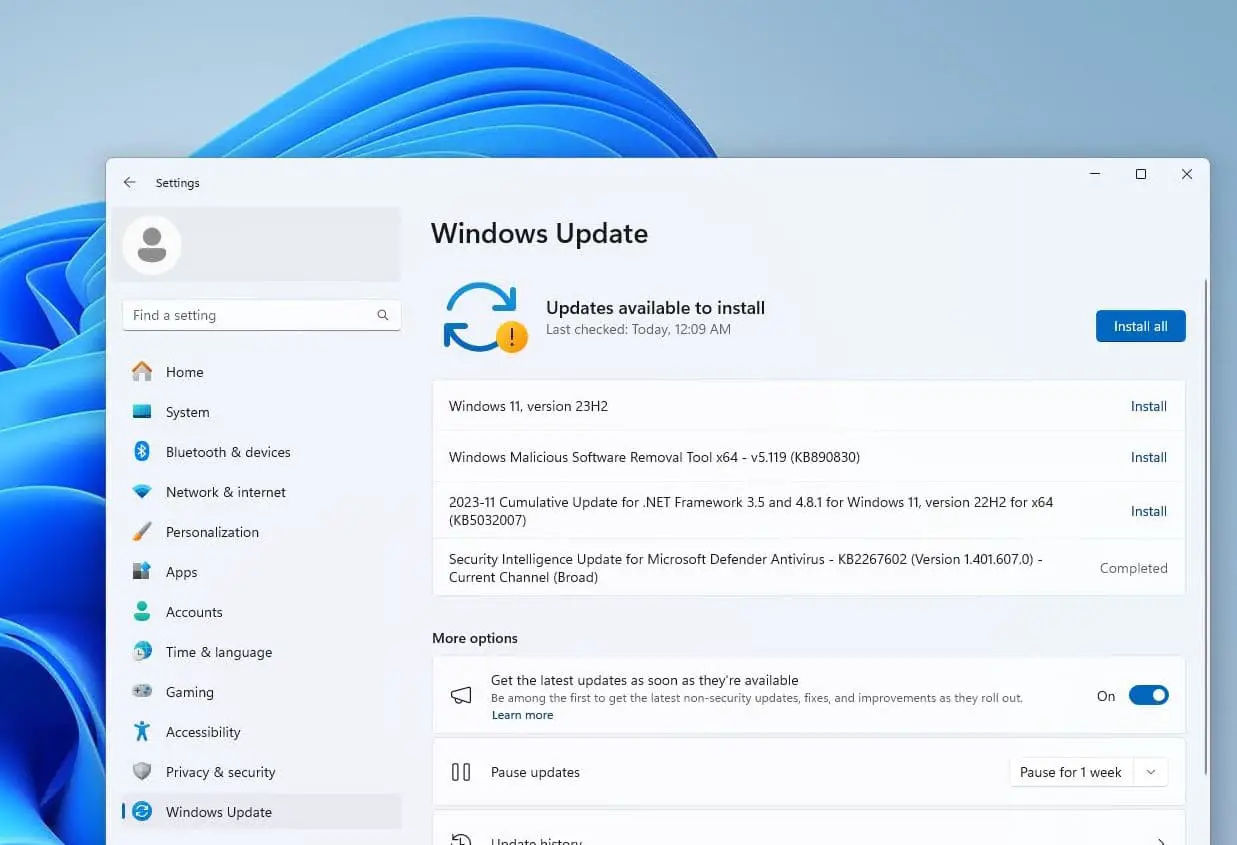 Download windows 11 updates