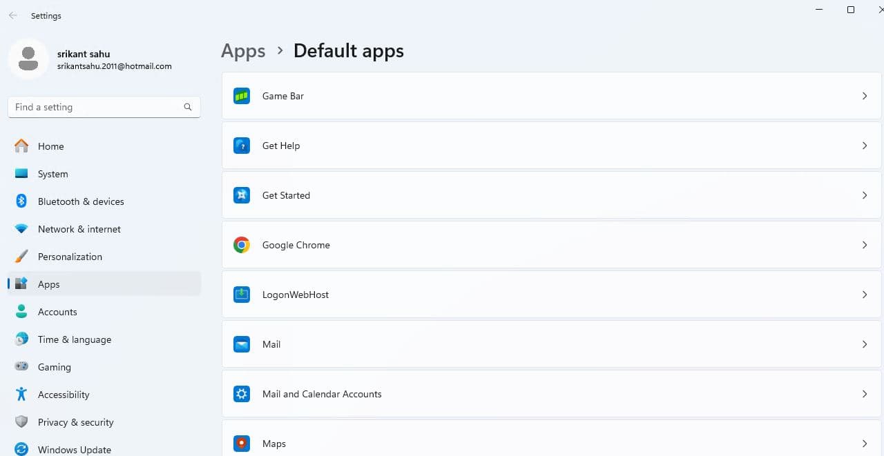 Windows 11 Default apps