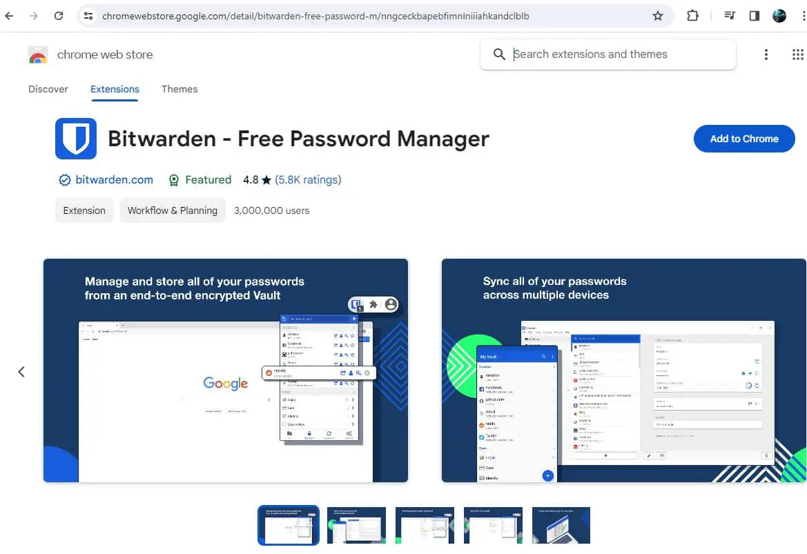 Bitwarden free password manager