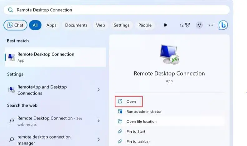 Open Remote Desktop