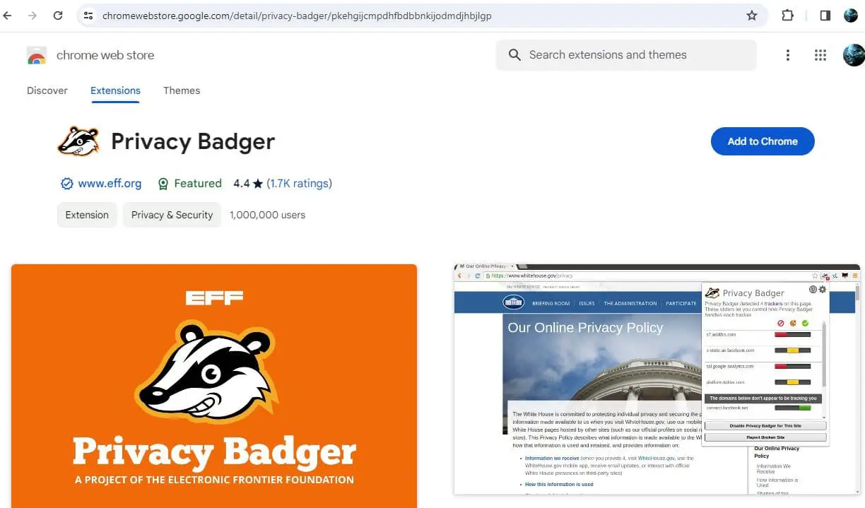 Privacy Badger chrome extension