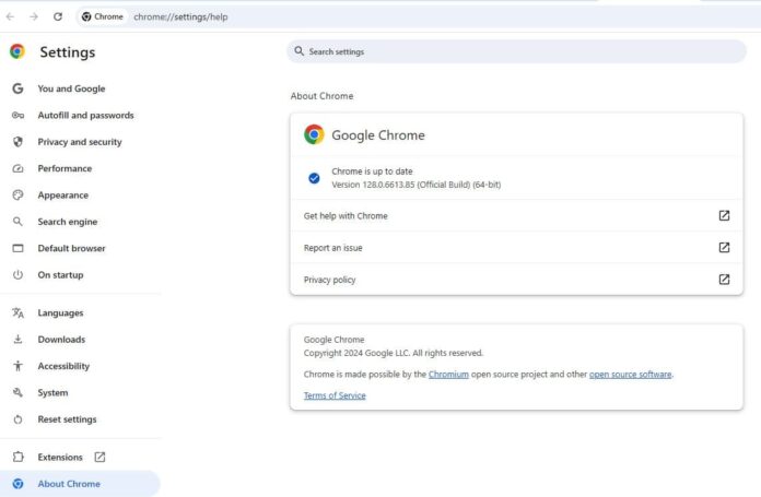 Download Google Chrome 128.0.6613.85 (Offline installer)