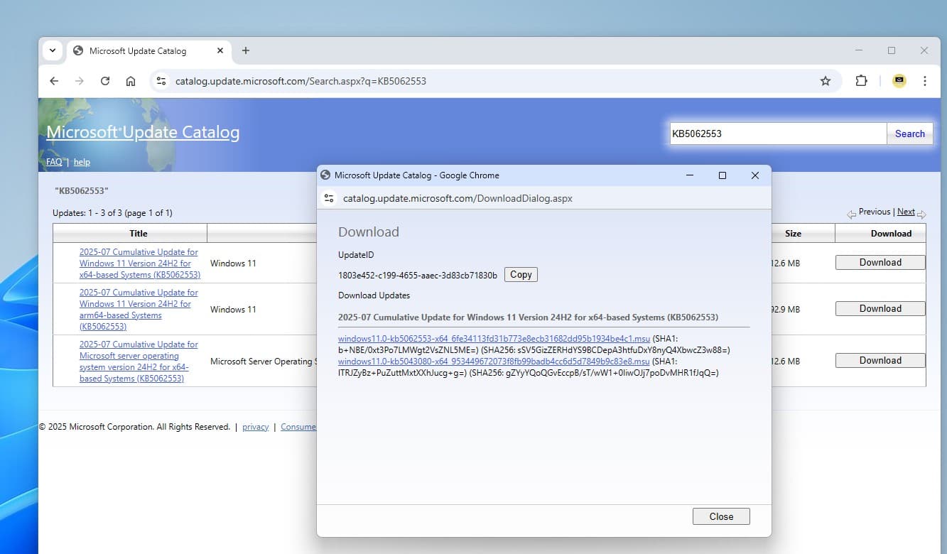 Windows 11 KB5062553 offline installer download