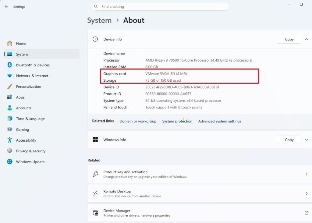 Página Sobre o Windows 11